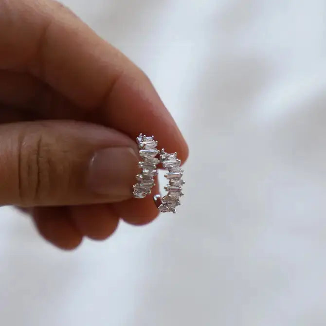 Tapered Baguette Cz Hoops | Gold