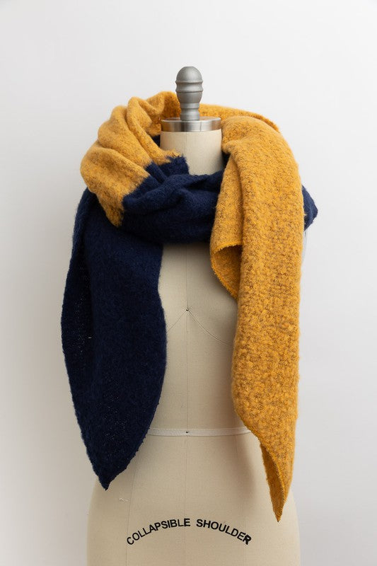 Wrap Me Up Double Tone Scarf | Navy/Mustard