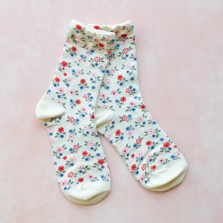 Garden Flower Socks | Ivory