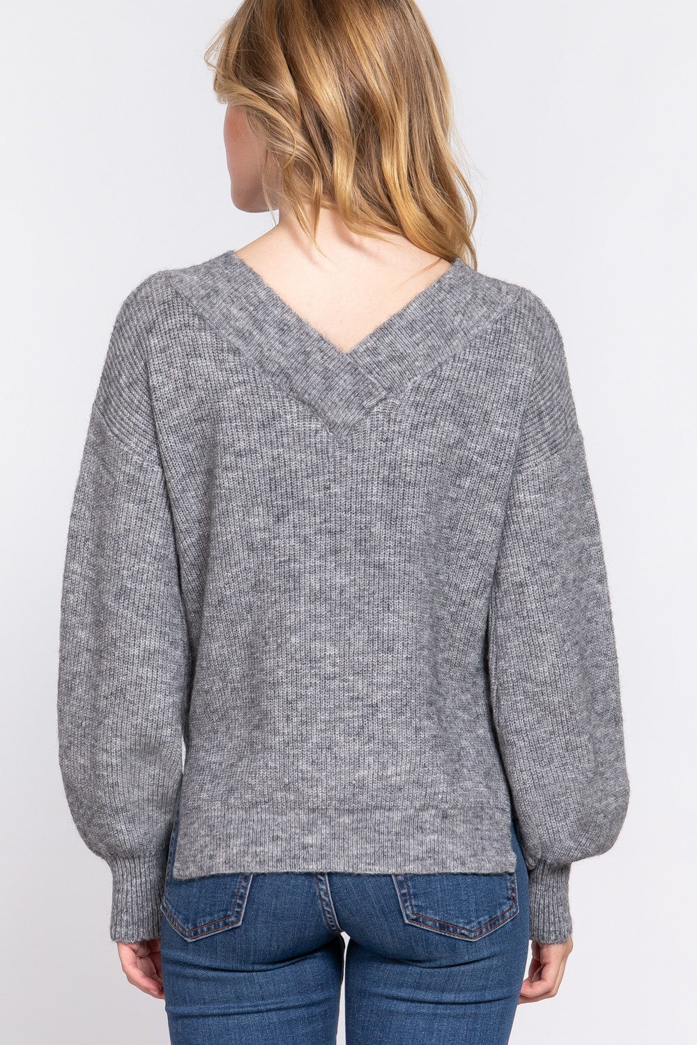 Mason Double V-Neck Sweater |Grey