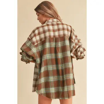 Noelle Flannel Shirt | Brown/White/Sage