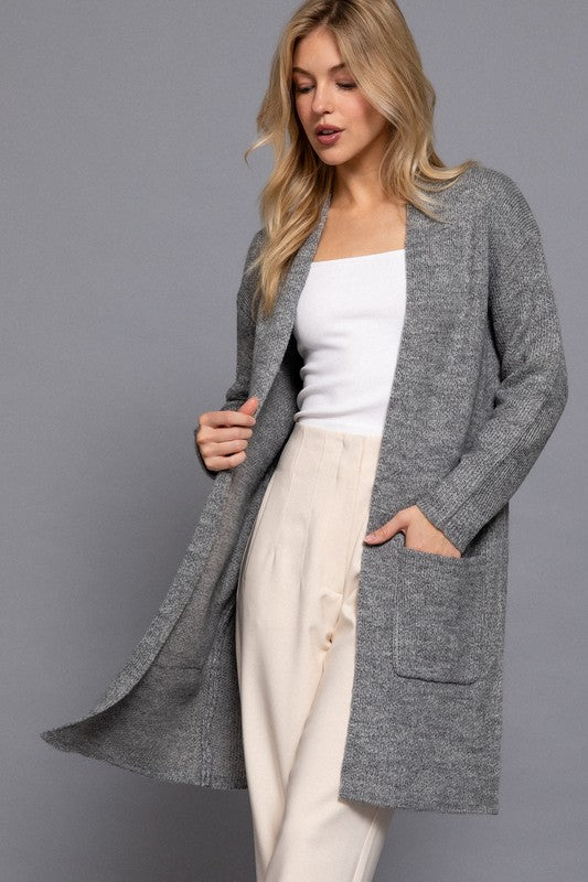 Heart You Open Sweater Cardigan | Grey