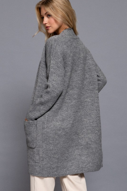 Heart You Open Sweater Cardigan | Grey