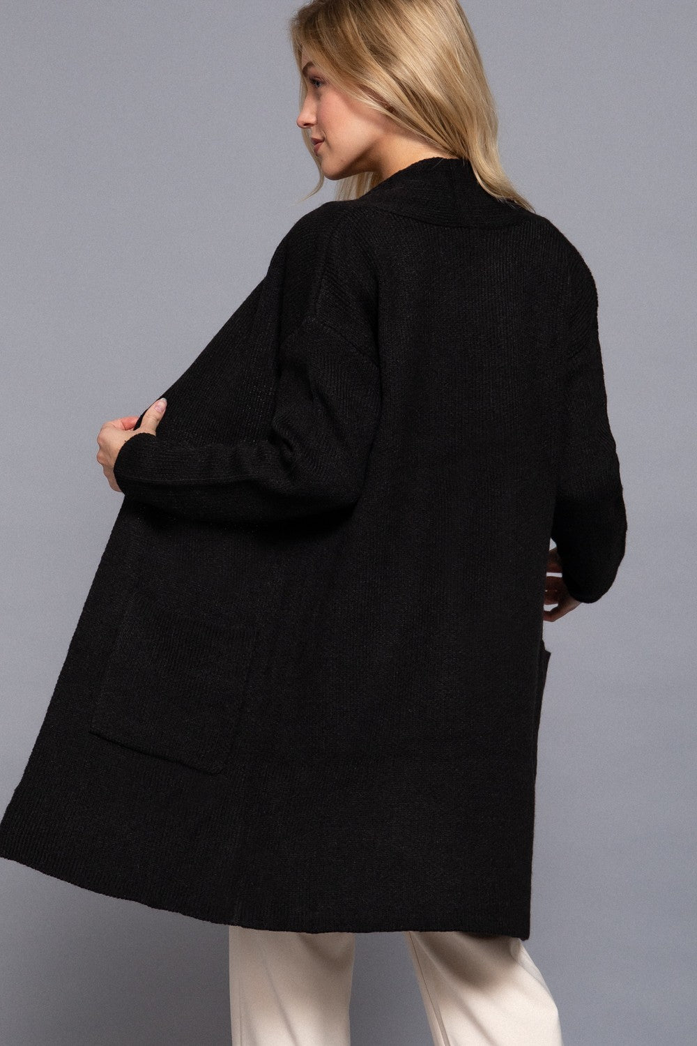 Heart You Open Sweater Cardigan | Black