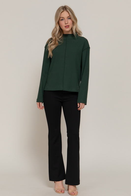Perfect Tones Bruched Rib Top | Dark Green