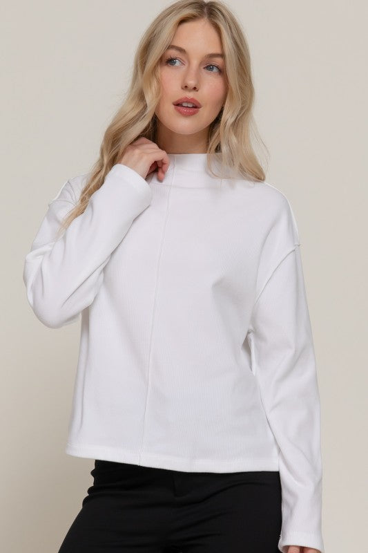 Perfect Tones Bruched Rib Top | White
