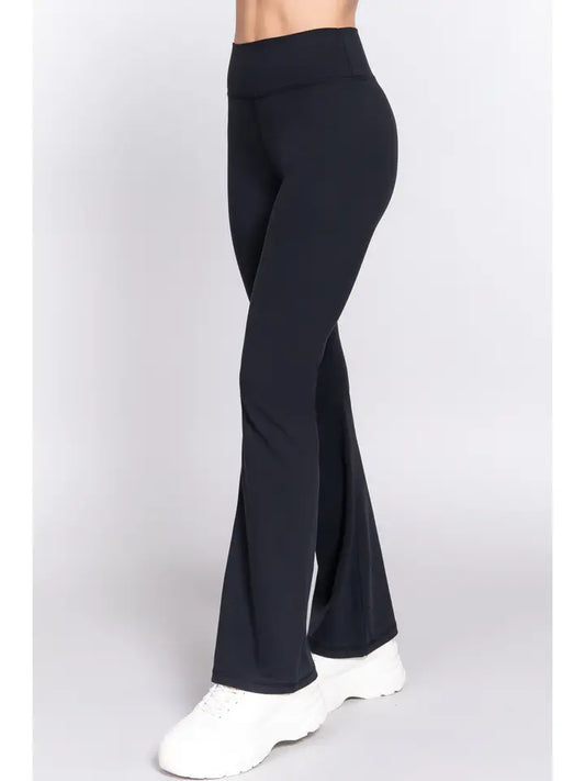 Waist Band Flare Stretch Pants | Black