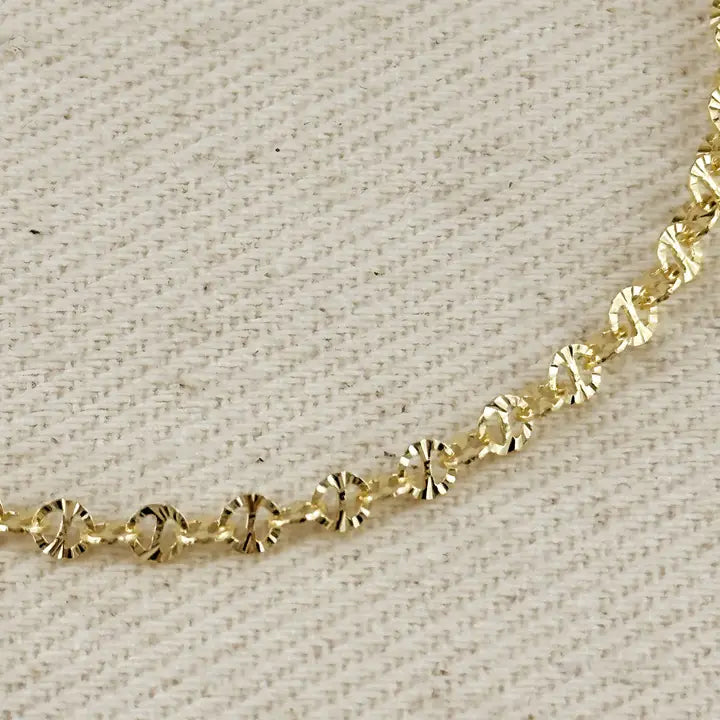 18K Gold Filled Diam Cut Mirror Chain Bracelet | Gold