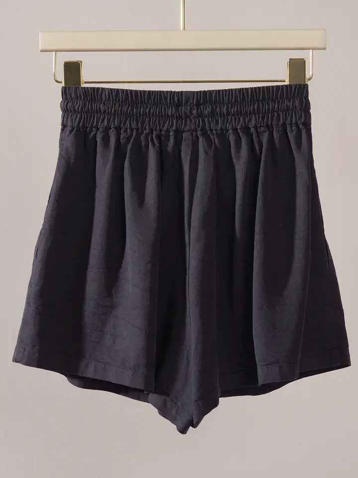 Everyday Chambray Drawstring Shorts | Black