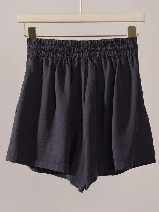 Everyday Chambray Drawstring Shorts | Black
