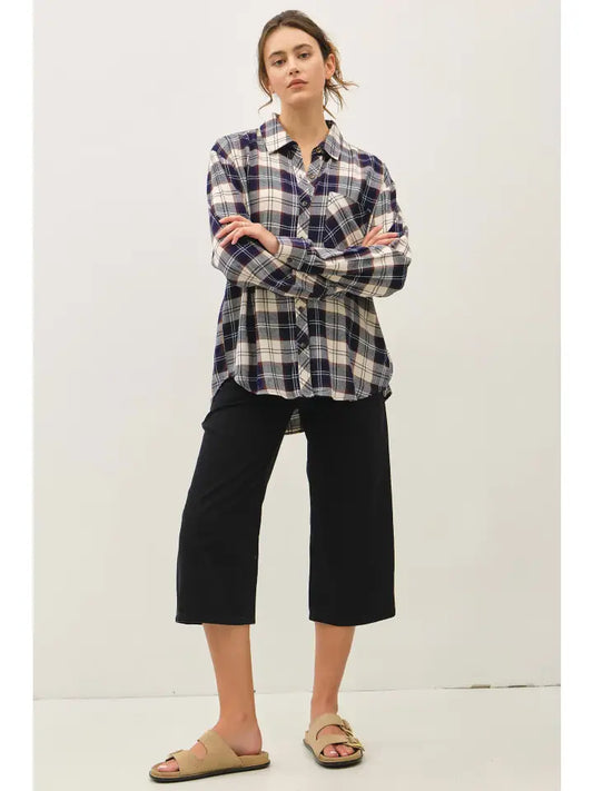 Mason Plaid Flannel Shirt | Navy