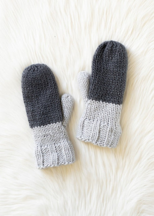 Color Block Knit Mittens | Dr. Gray & Lt. Gray