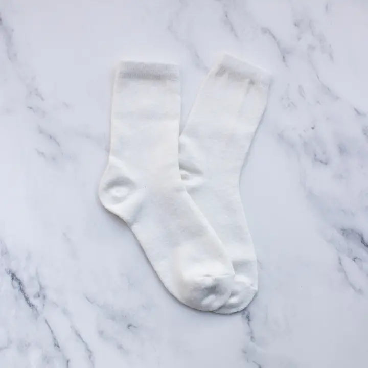 Women's Solid Wool Cashmere Blend Socks | White