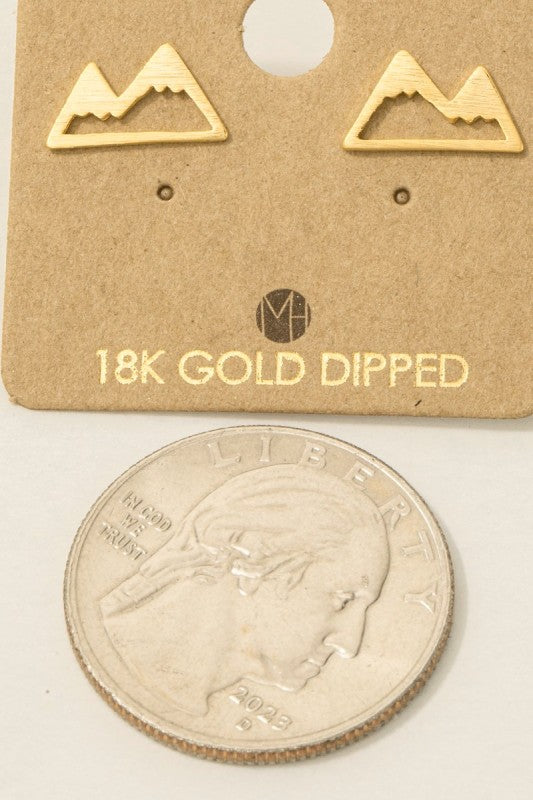 Gold Dipped Mini Mountain Cutout Stud Earrings | Gold