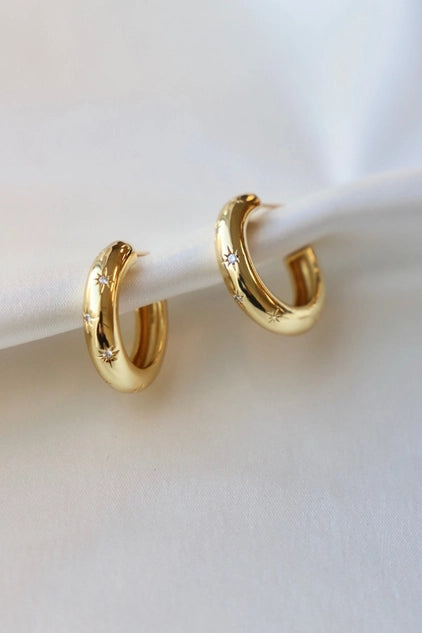 Meredith Cz Star Thick Hoop