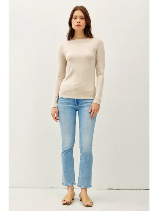 Abby Boat Neck Long Sleeve Top | Oatmeal