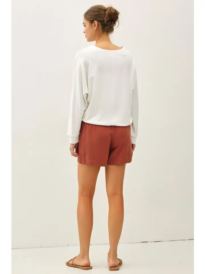 High Rise Pull On Tencel Short | Dark Rust
