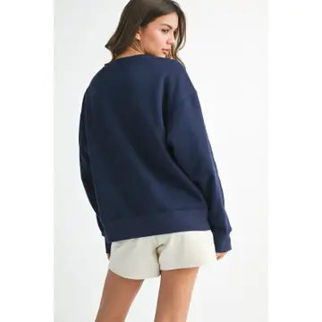 Vintage Graphic Fleece Pullover | Navy