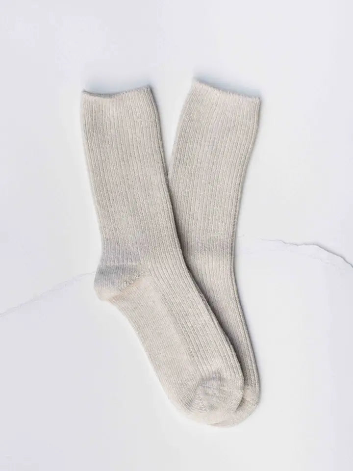 Cozy Ribbed Cotton Blend Socks | Oatmeal