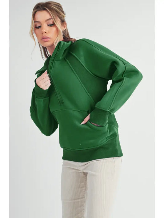 Long Dove Funnel Neck Half Zip | Lily Pad