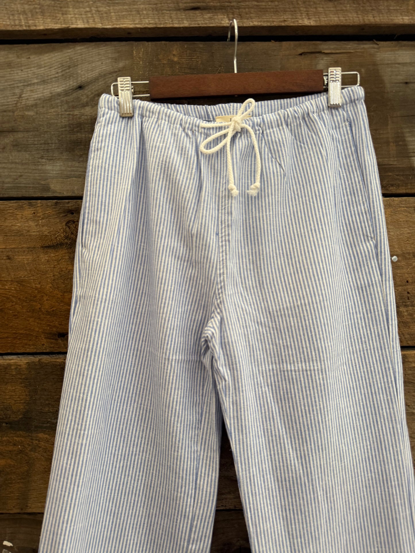 Pinstripe Drawstring Pants | Blue