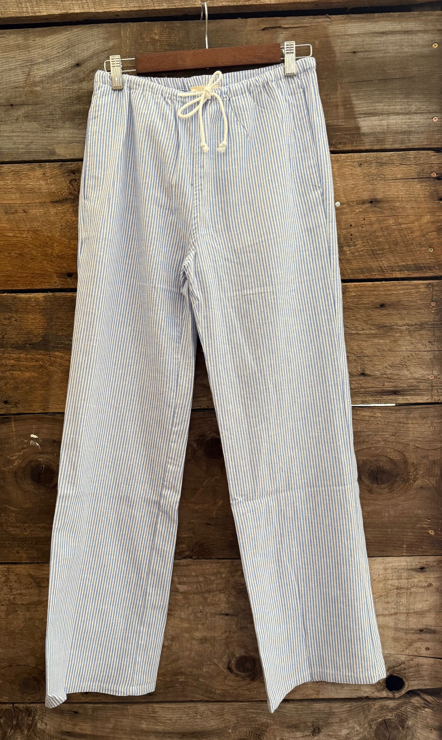 Pinstripe Drawstring Pants | Blue