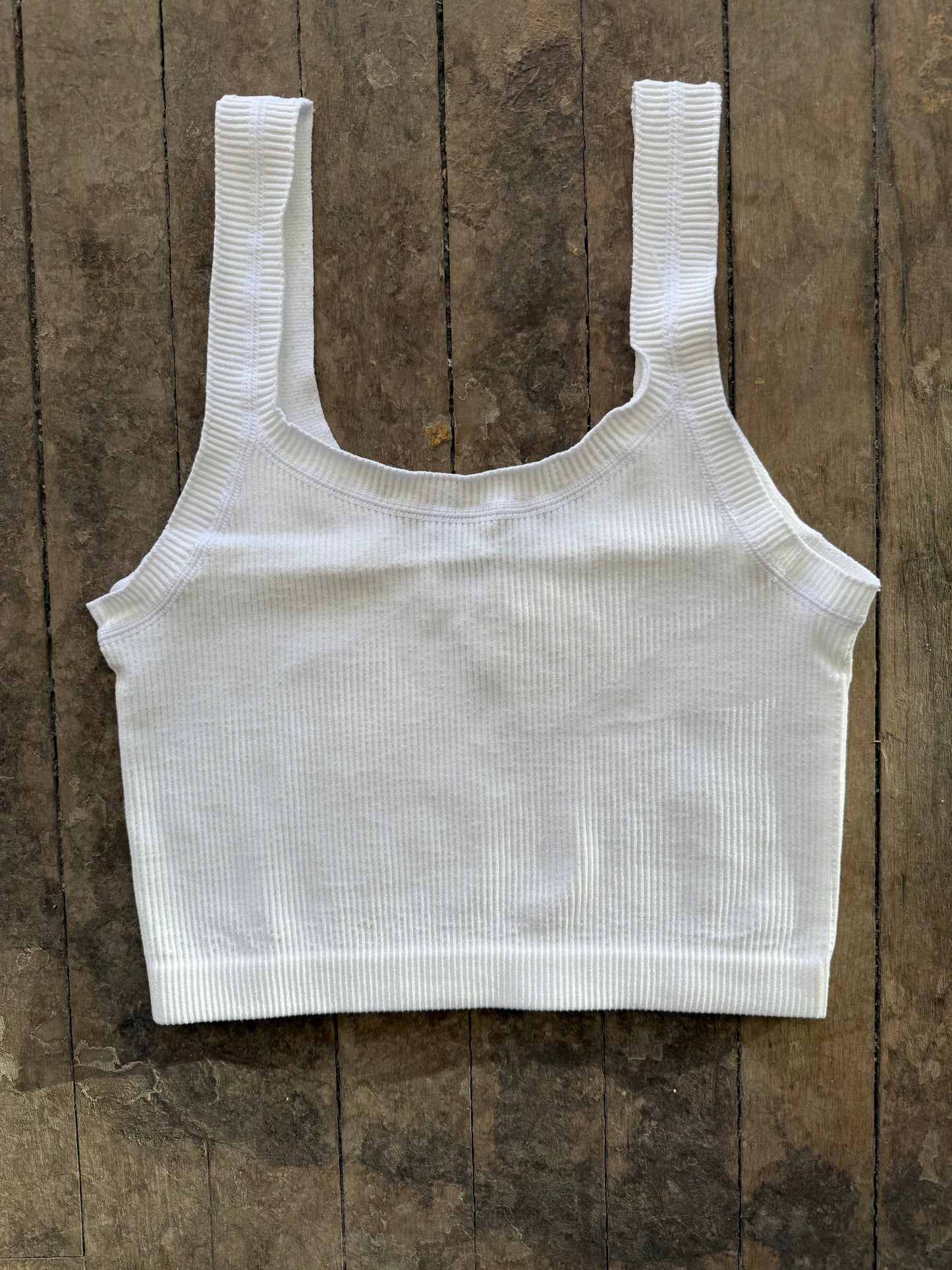Active Basic Ribbed Scoop Neck Brami | White