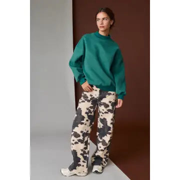 Daisy Mock Neck Sweat Shirt | Green
