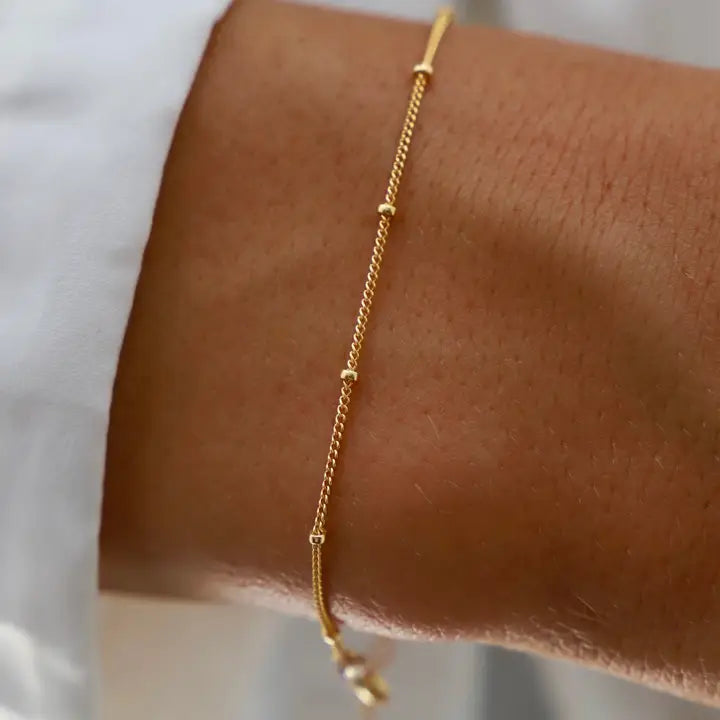 14k Delicate Ball Chain Bracelet | Gold