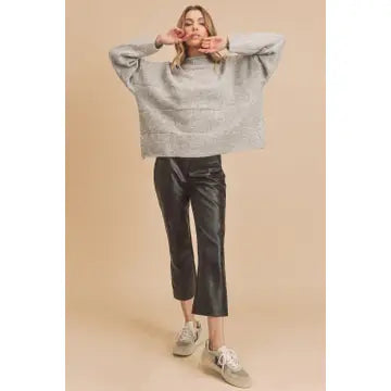 Ryleigh Mock Neck Sweater | Grey