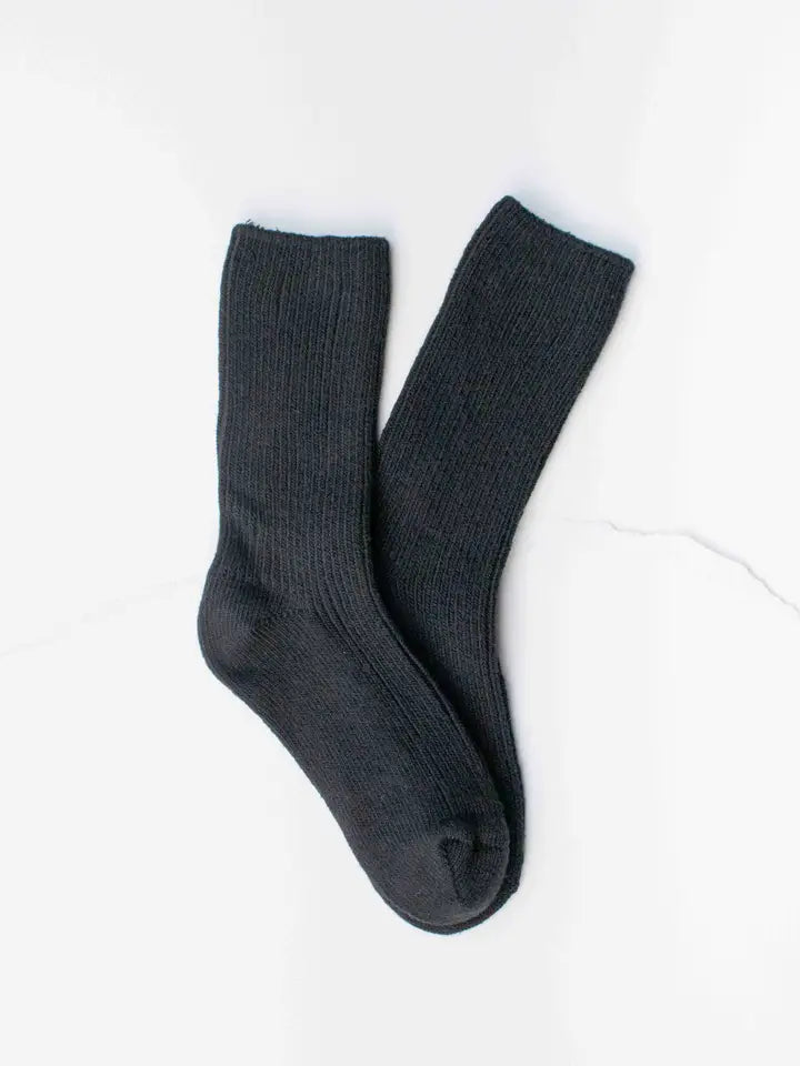 Cozy Ribbed Cotton Blend Socks | Black