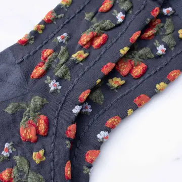 Strawberry Farm Socks | Charcoal