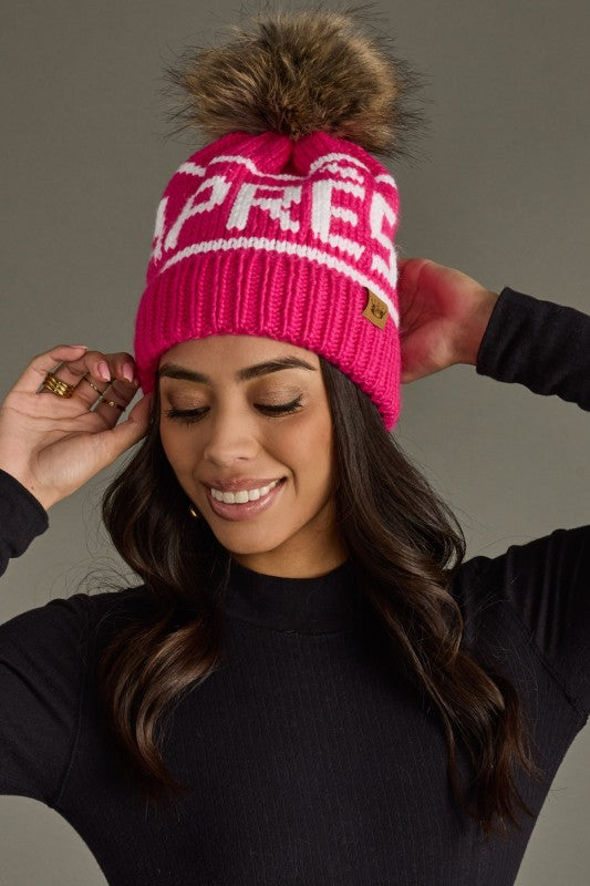 Apres Pom Hat | Pink & White