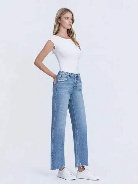 Adele High Rise Clean Cut Wide Leg Jeans