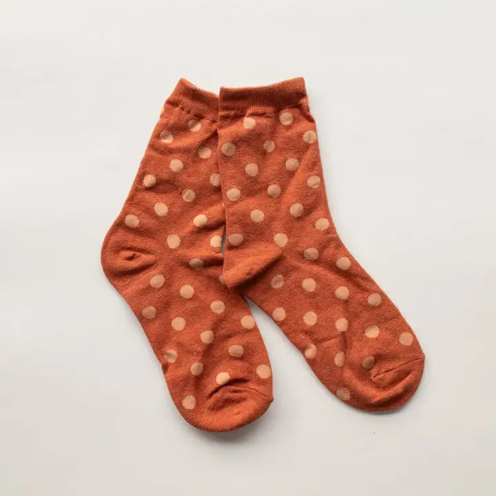 Polka Dots Casual Socks | Rust