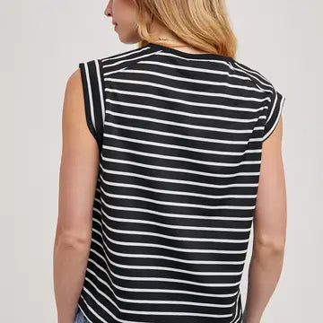 Striped Muscle Tee | Black
