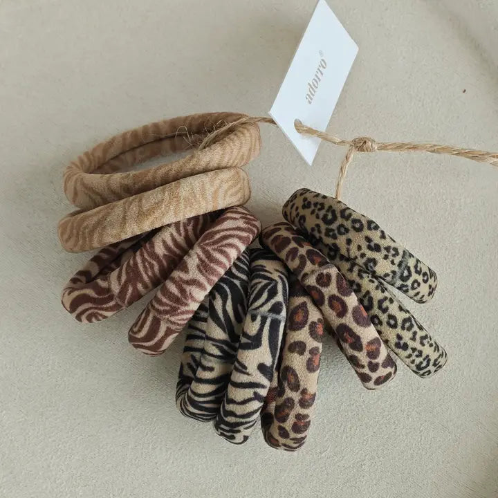 Animal Print Skinny Seamless Hair Ties
