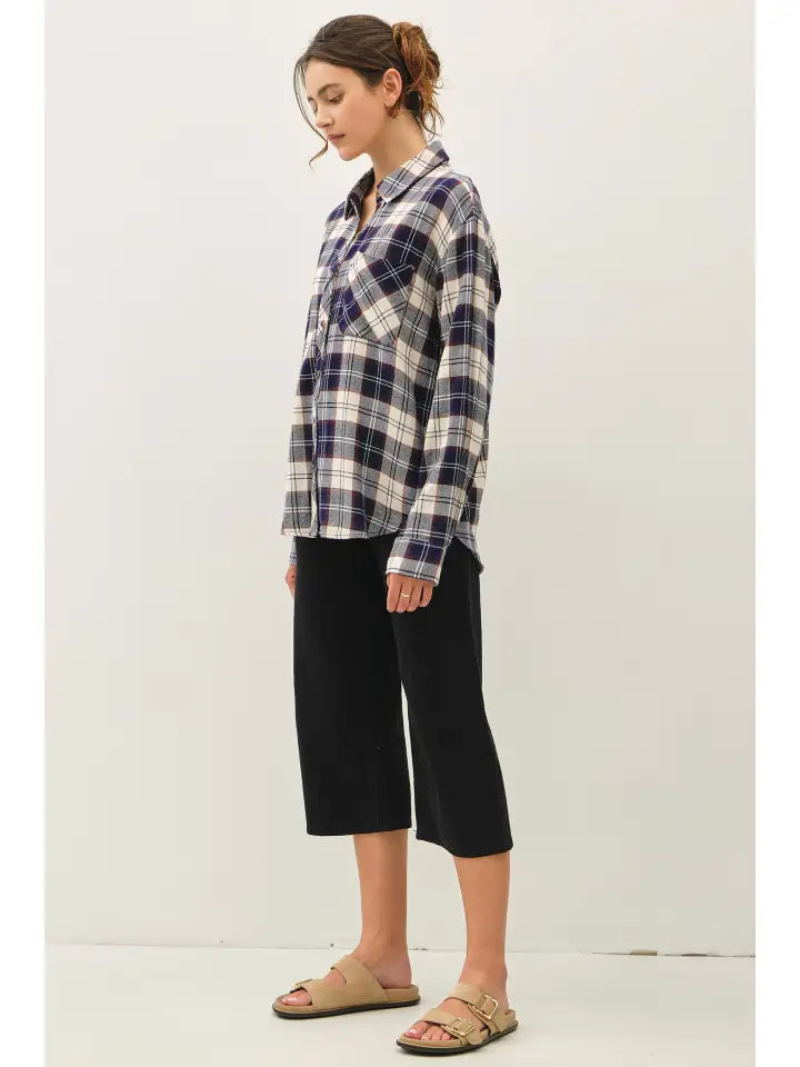 Mason Plaid Flannel Shirt | Navy