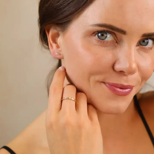 18K Gold Filled Delicate Cz Band Ring