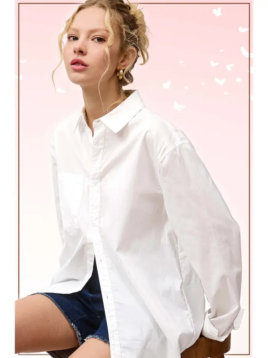 Classic Collared Button Down Poplin Shirt | Cotton