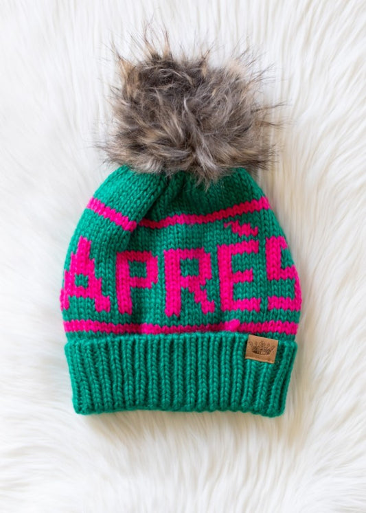 Apres Pom Hat | Green & Pink