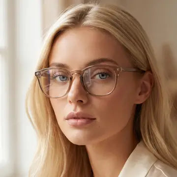 Square Keyhole Bridge Blue Light Glasses | Grey
