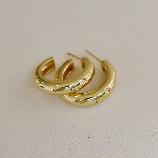 Meredith Cz Star Thick Hoop