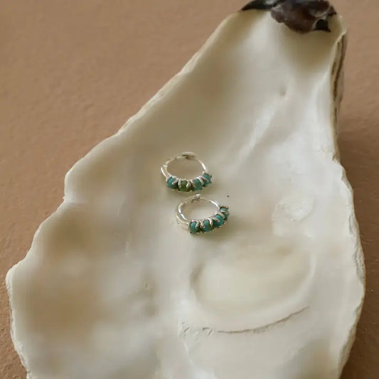 Mini Turquois Hoops | Silver