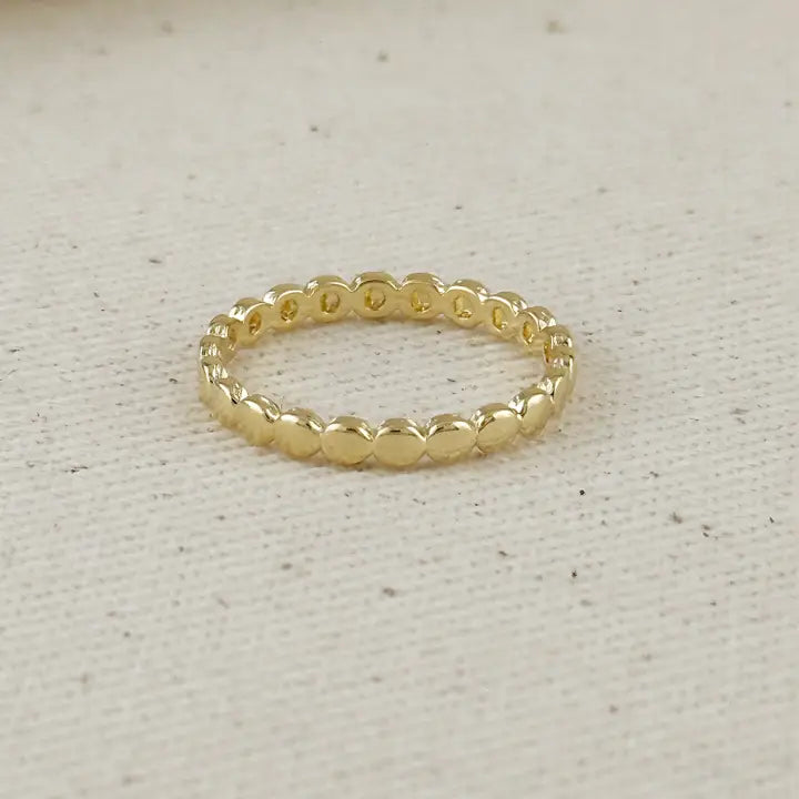 18k Gold Filled Flat Beaded Band Ring