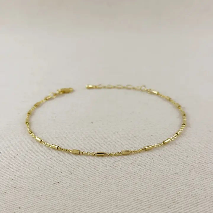 18k Gold Filled Mini Tube Chain Anklet