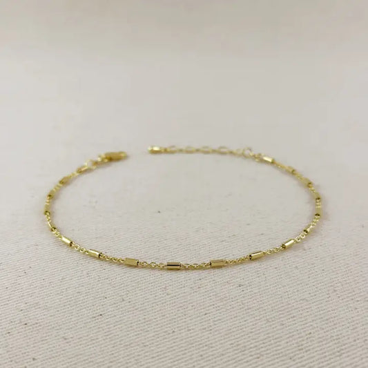 18k Gold Filled Mini Tube Chain Anklet