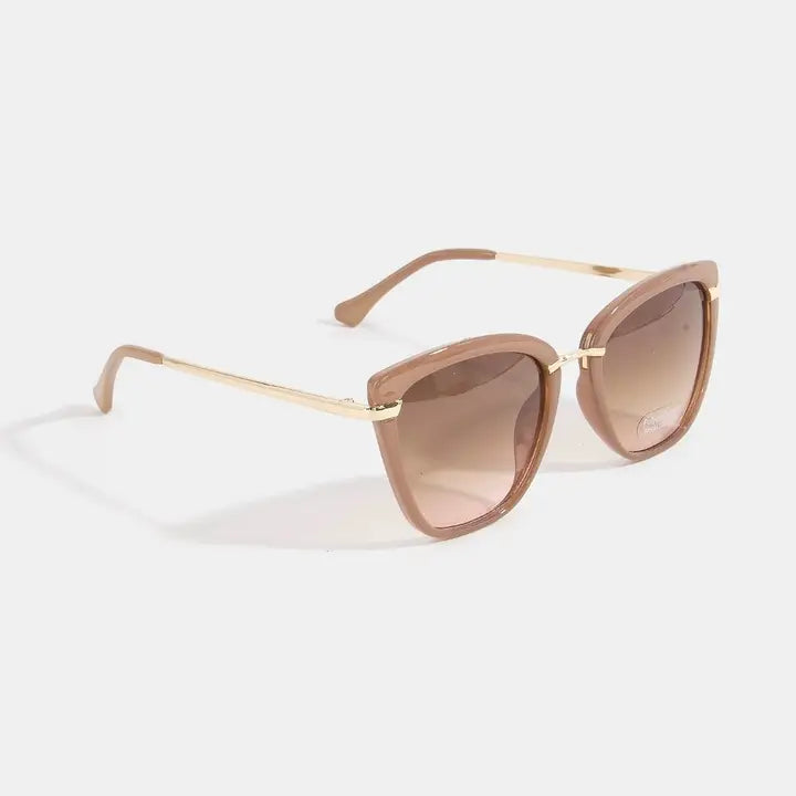 Cat-Eye Double Bar Bridge Sunglasses | Beige