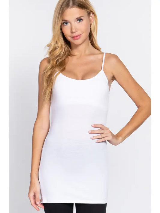 Kyra Spaghetti Strap Cami With Shelf Bra | White
