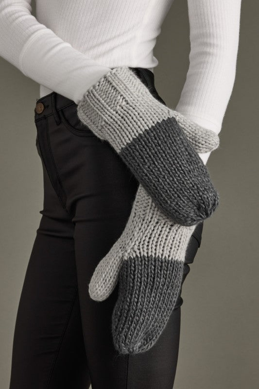 Color Block Knit Mittens | Dr. Gray & Lt. Gray